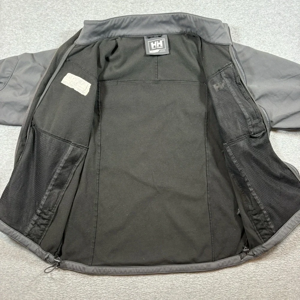 Helly Hansen Men Paramount Softshell Jacket Large Grey Fleece Lined Workwear
